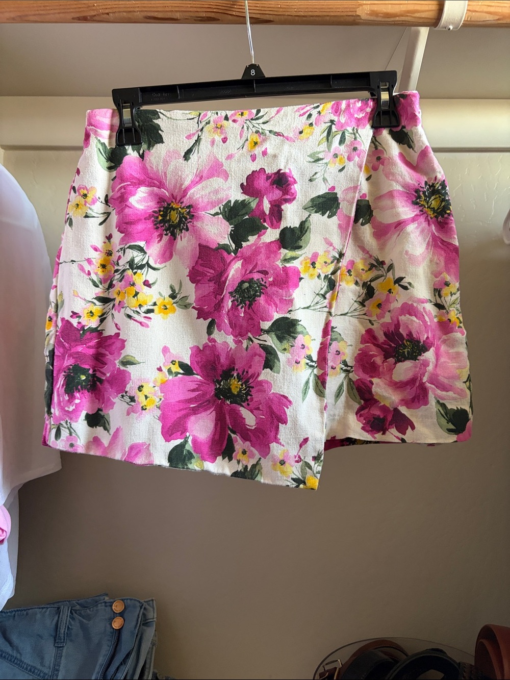 Abercrombie & Fitch White Skort with Pink Floral Print
